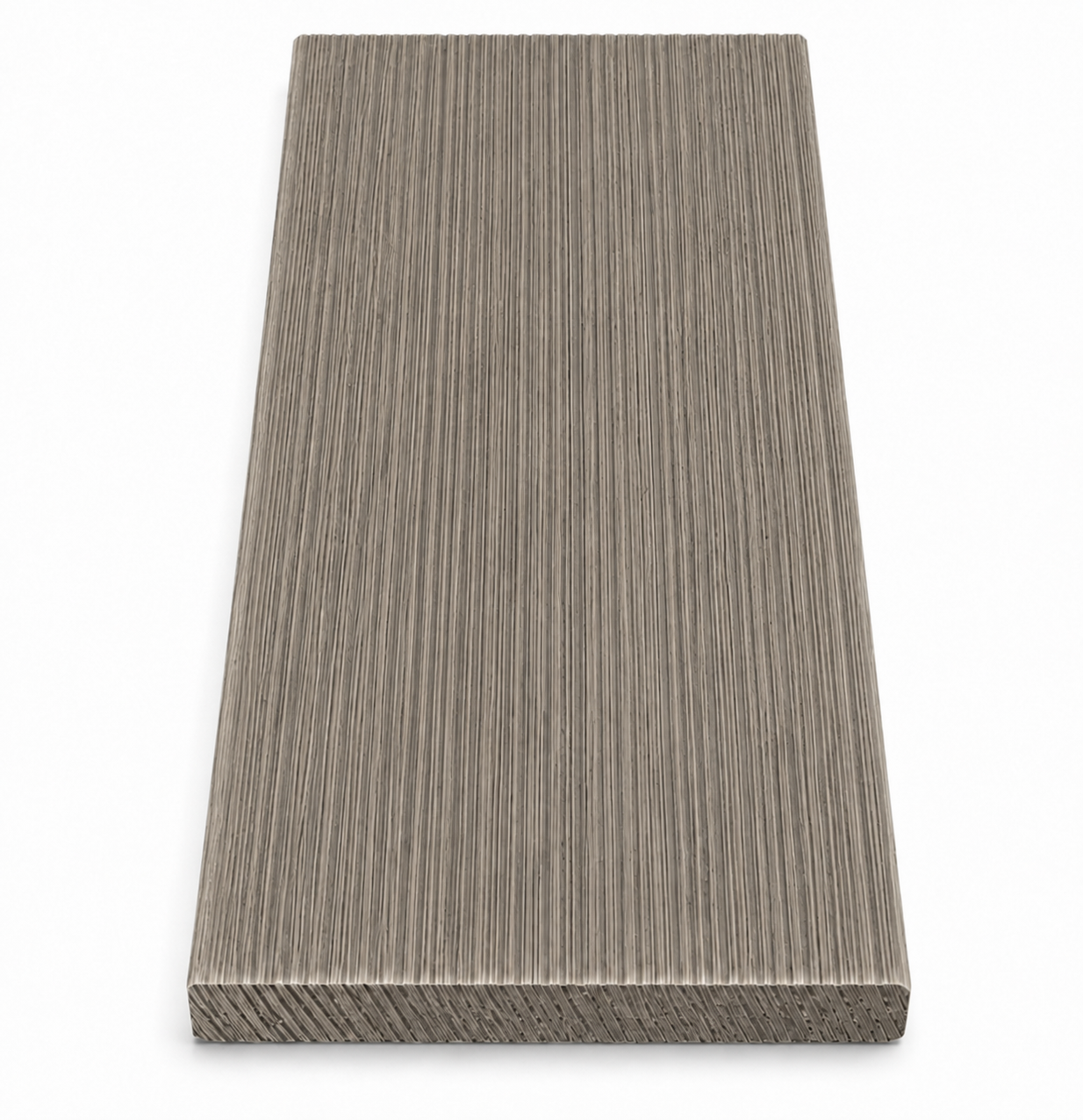 Wood finish sample in a weathered gray color